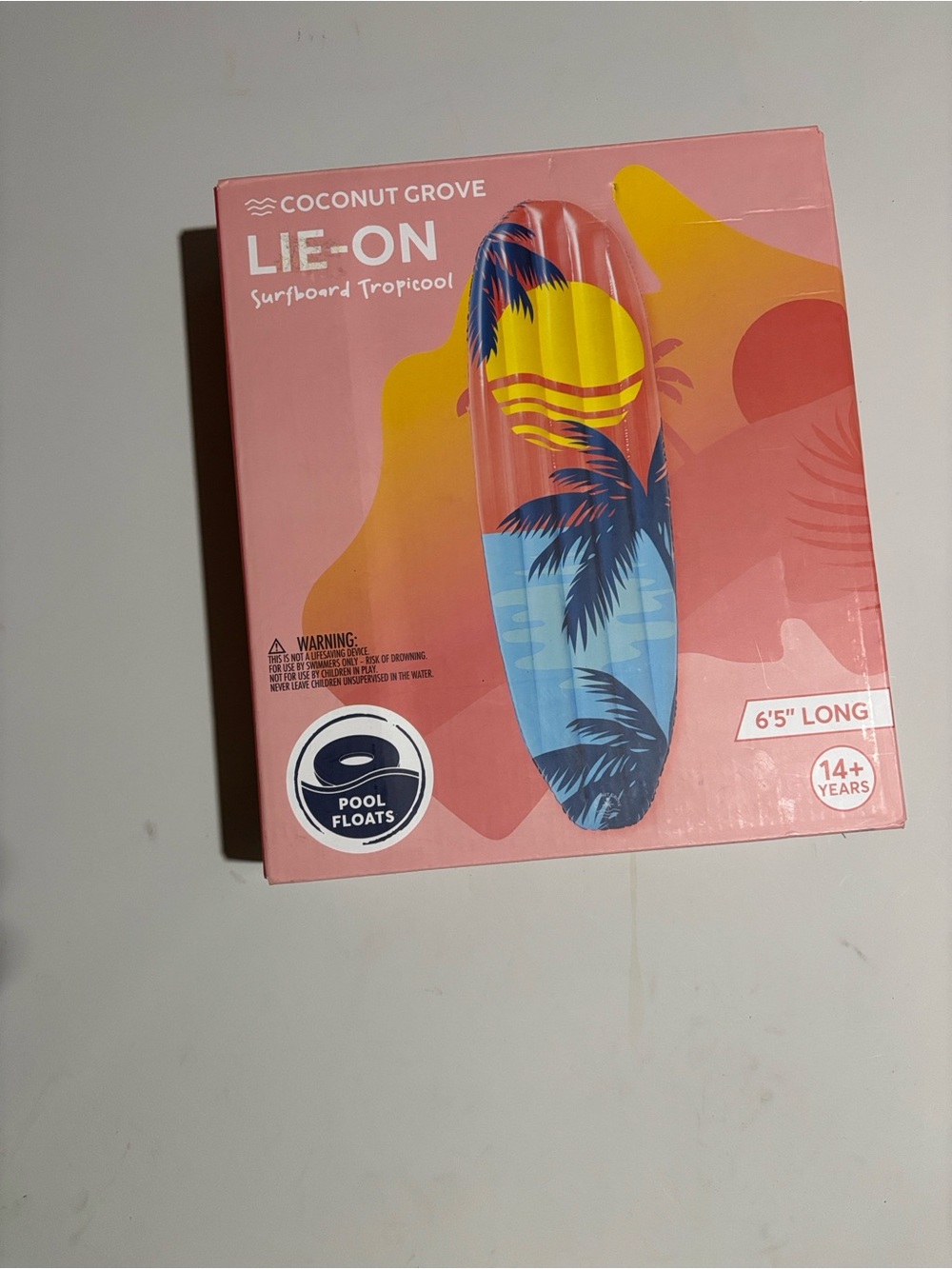 Coconut Grove Lie-On Surfboard Pool Float - Pink & Blue